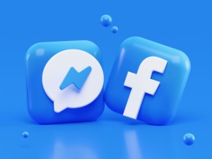 Picture of blue facebook and messenger logo for the blog post "why is facebook blue? What colours mean in marketing"