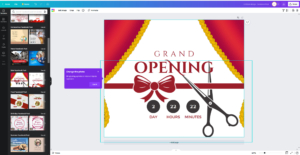 Screenshot of Canva being used to create a facebook post