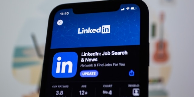 Photo of the linkedin app open on a mobile phone