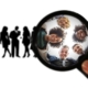 Picute of a line up of people with a magnifying class over a small group who are the target audience